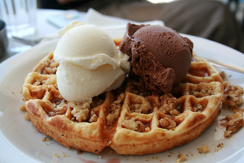 Ice cream and waffles