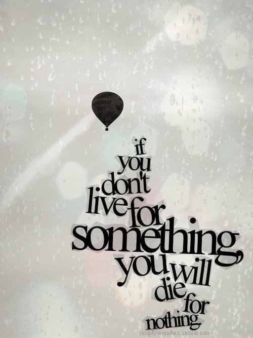 If you dont live for something, you will die for nothing If you dont live for something, you will die for nothing