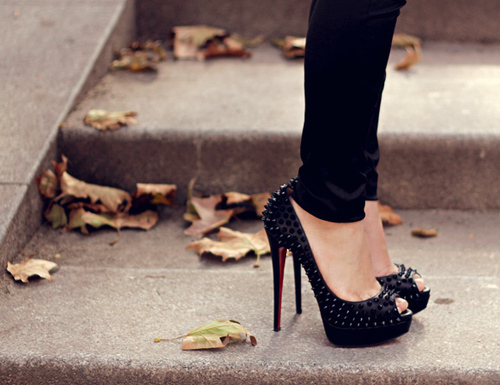 Black Stiletto Pumps with Studs
