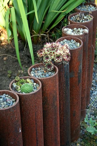 Steel pipe garden edging Steel pipe garden edging