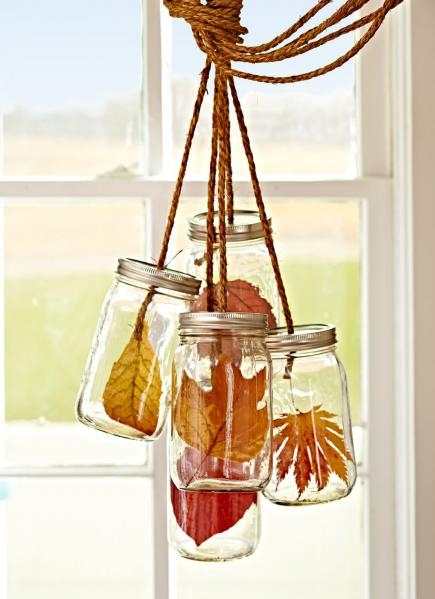 Leaf jar chandelier
