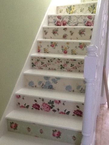 Floral Wallpapered Stairs Floral Wallpapered Stairs