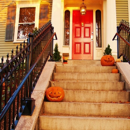 Jack O lantern on porch Jack O lantern on porch