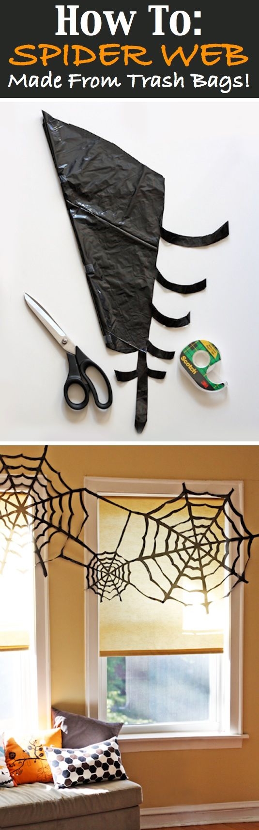 DIY Spider Webs from Trash Bags DIY Spider Webs from Trash Bags