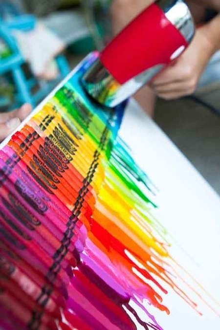 Melted crayons on canvas