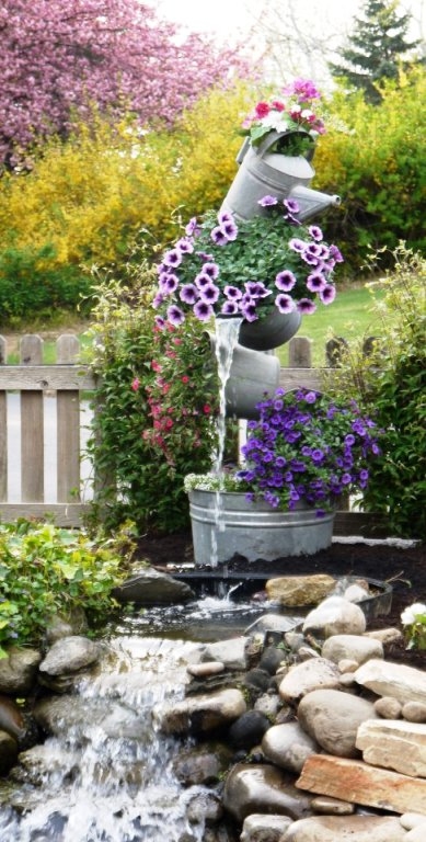 Waterfall Tipsy Pots Garden Art