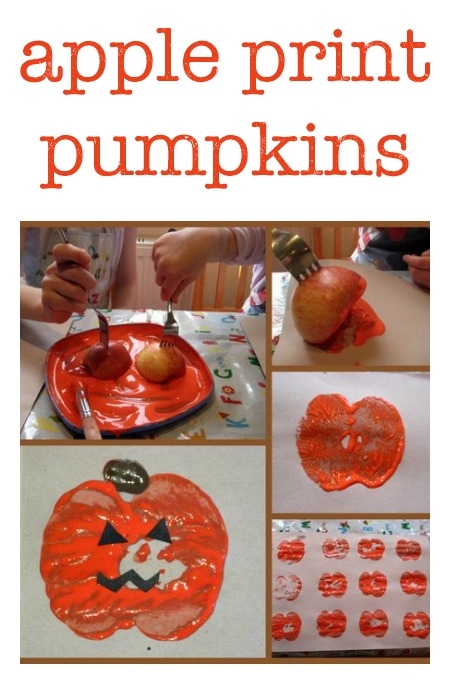 Apple print pumpkins