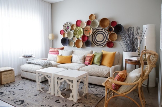 Decorating Wall with Plates, Bowls & Baskets