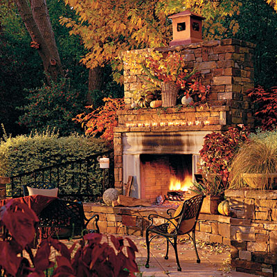 Outdoor Patio decorated for Fall