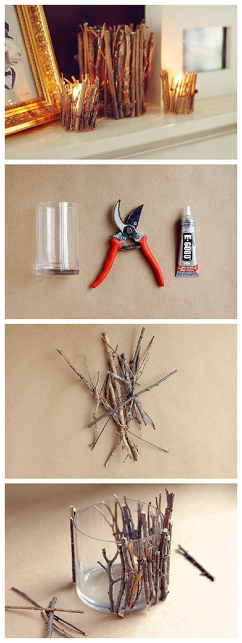 DIY Decorative Tree Branches Candle Holder