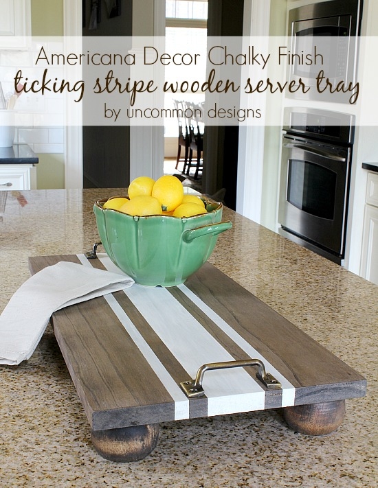 DIY Ticking Stripe Wooden Server Tray