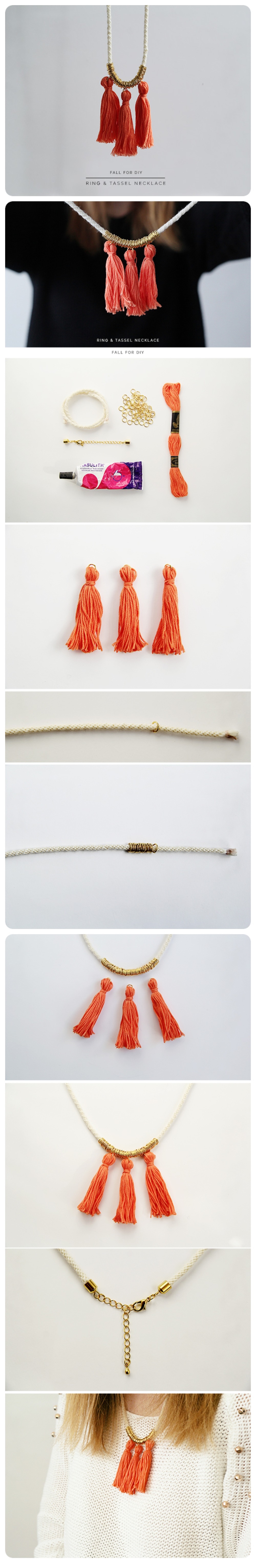 DIY Ring and tassel necklace