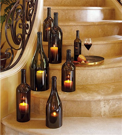 Cut Bottom off Glass Bottle-Set on too of Candle