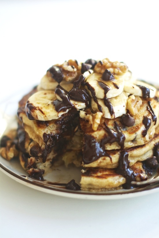 Fluffy chunky monkey pancakes