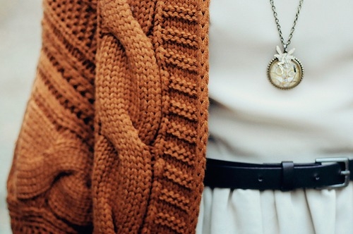 Pumpkin sweater and necklace