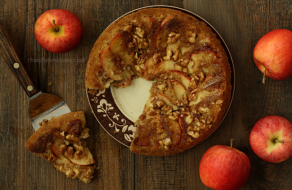 Apple walnut upside down spice cake