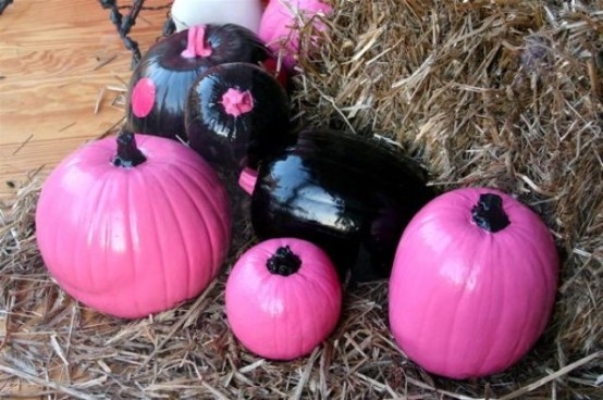 Painted Pink & Black Pumpkins Painted Pink & Black Pumpkins