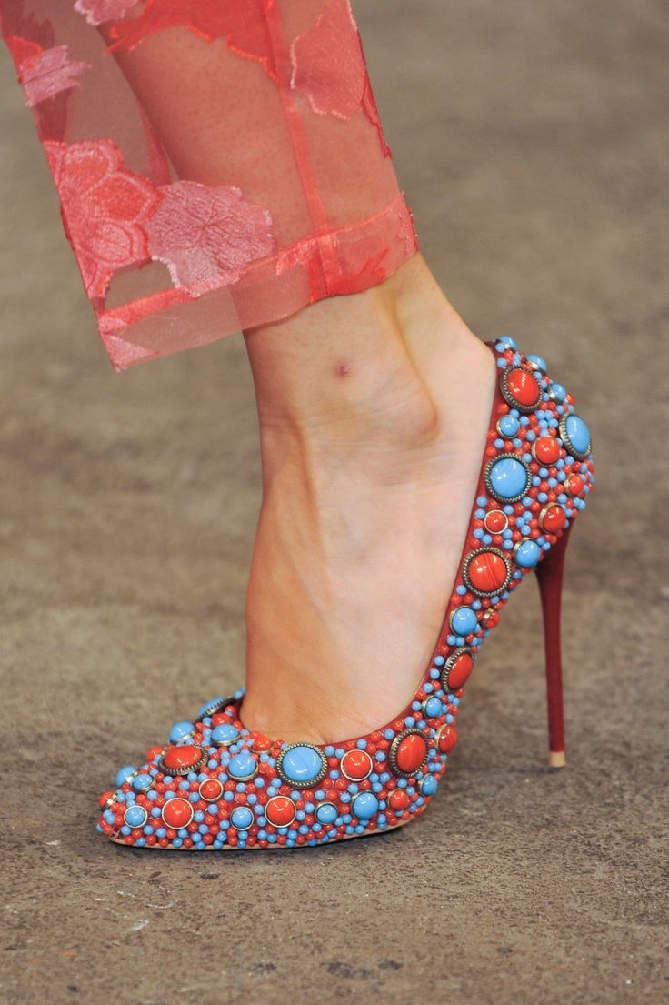 Red & Blue Beaded Pumps Red & Blue Beaded Pumps