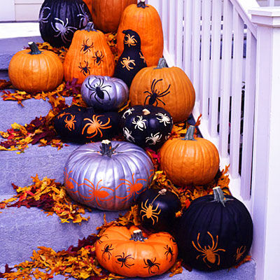 Spider pumpkin decoration