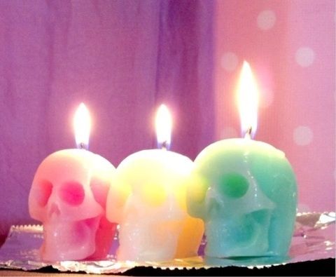 Colorful skull candles