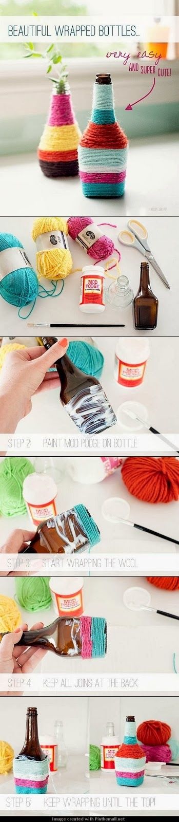 Beautiful wrapped bottles DIY