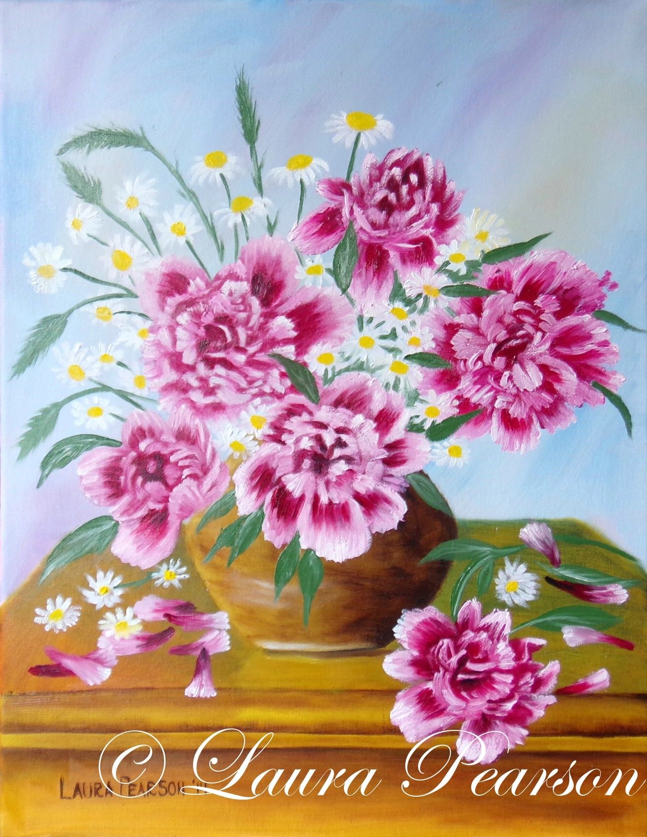 Peonies and daisies
