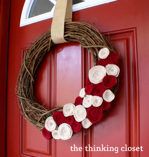 Felt Flower Fall Wreath