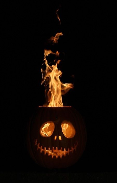 Flaming jack o lantern