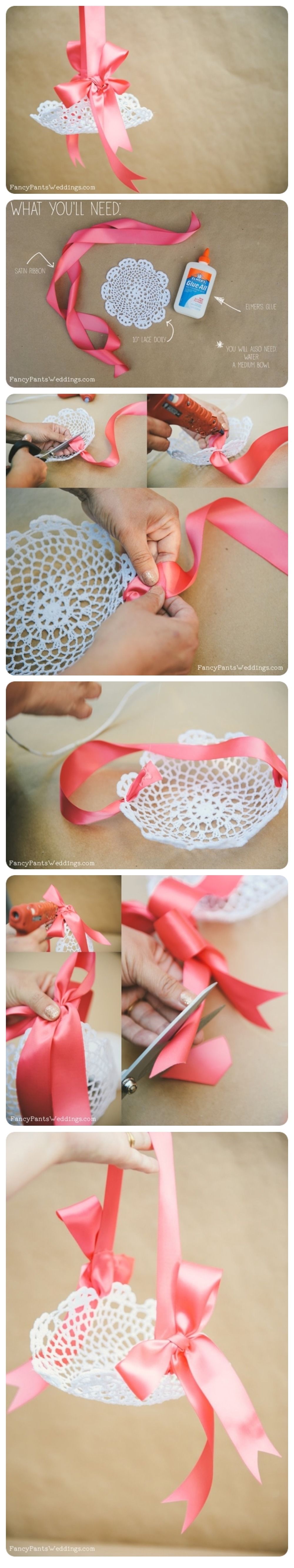 Lace Flower Girl Petal basket diy