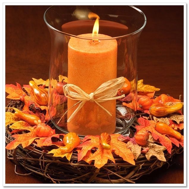 Fall Wreath with Candle Centerpiece Fall Wreath with Candle Centerpiece