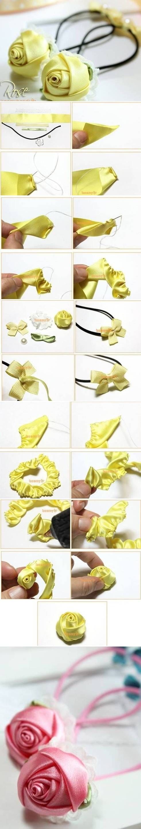 DIY Simple Quick Satin Ribbon Rose DIY Simple Quick Satin Ribbon Rose