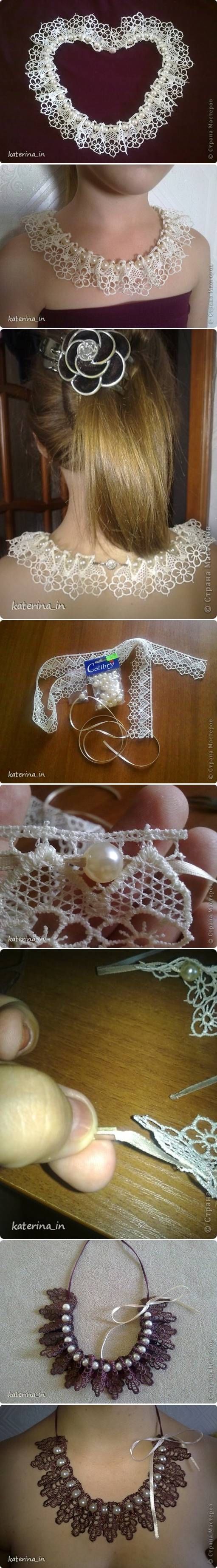 DIY Sew Lace Beads Collar