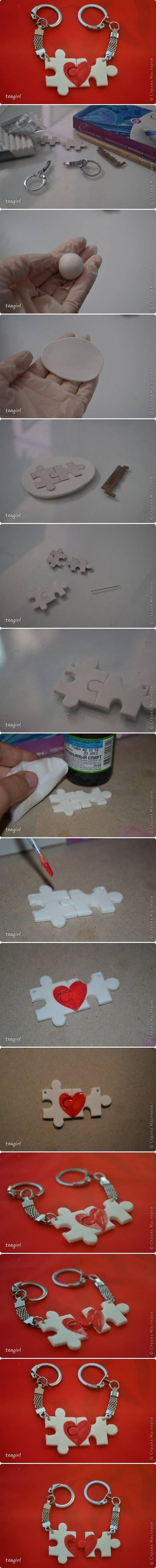 DIY Lover Puzzle Key Chain