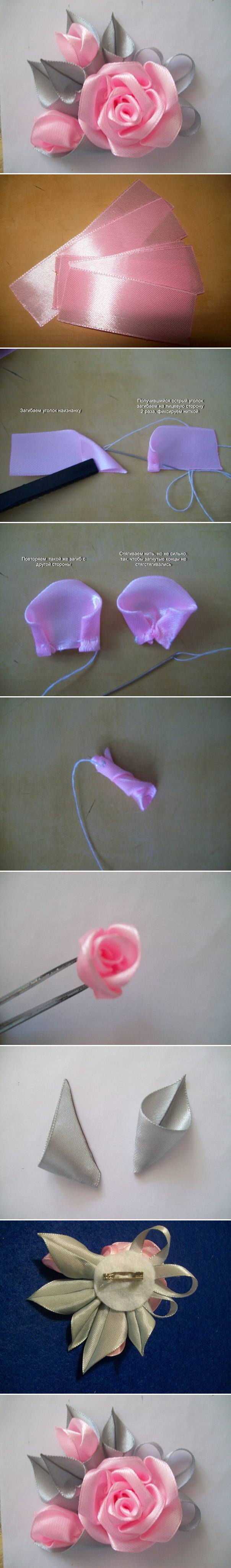 DIY Pink Ribbon Rose