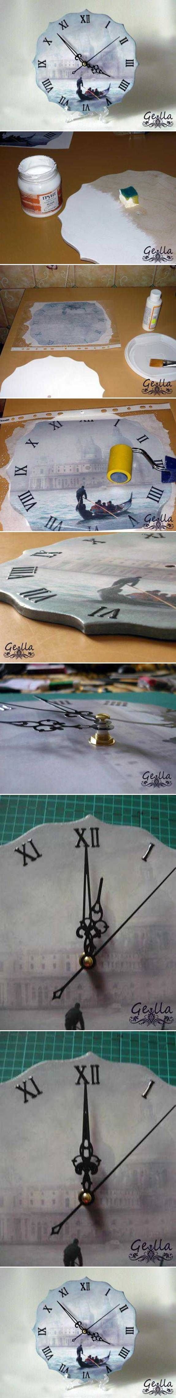 DIY Clock Decoupage