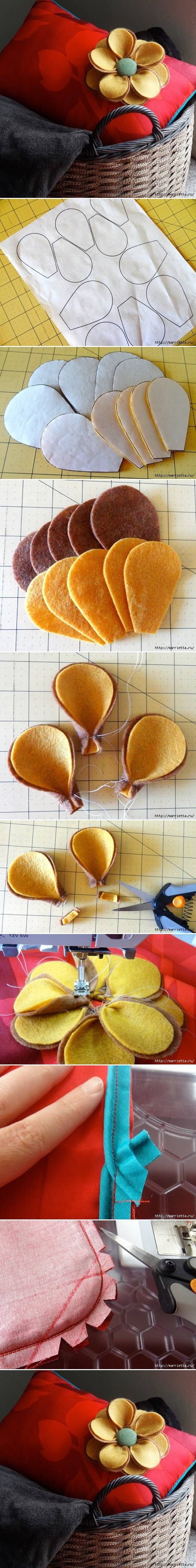 DIY Pillow with Felt Flower