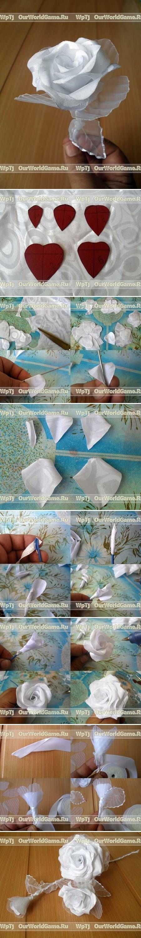 DIY Modular White Ribbon Rose