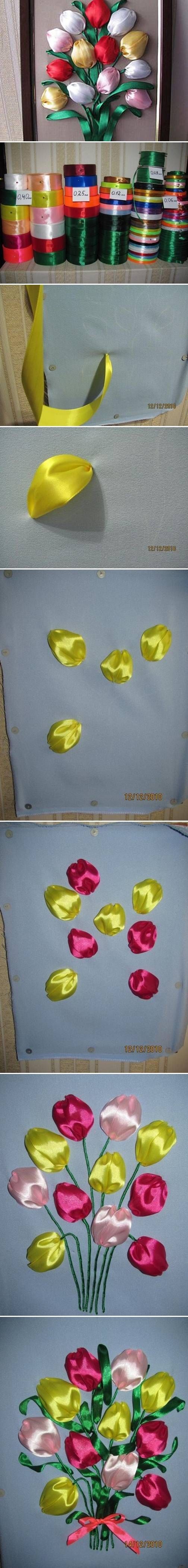 DIY Simple Ribbon Tulip Flower DIY Simple Ribbon Tulip Flower