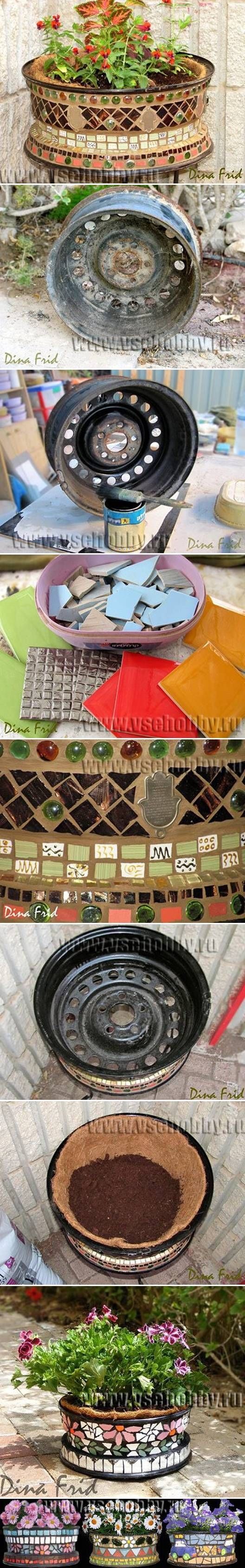 How To Turn An Old Wheel Into A Garden Planter 