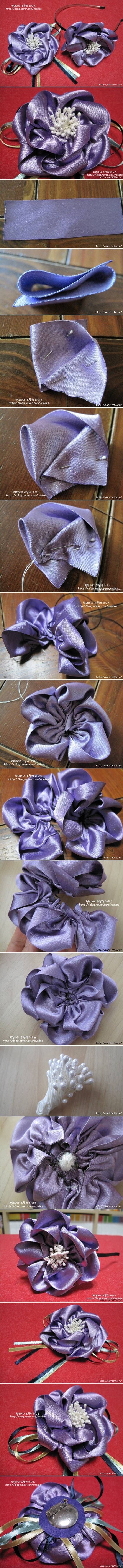 DIY Satin Ribbon Flower Brooch DIY Satin Ribbon Flower Brooch