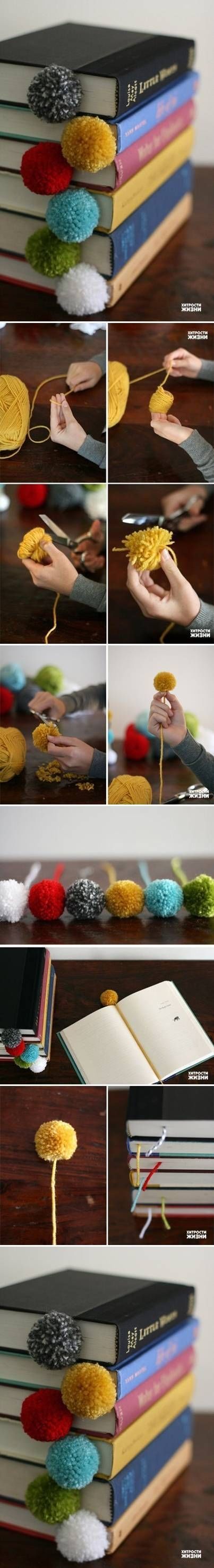 Make Your Own Bookmarks From Pom Poms Make Your Own Bookmarks From Pom Poms