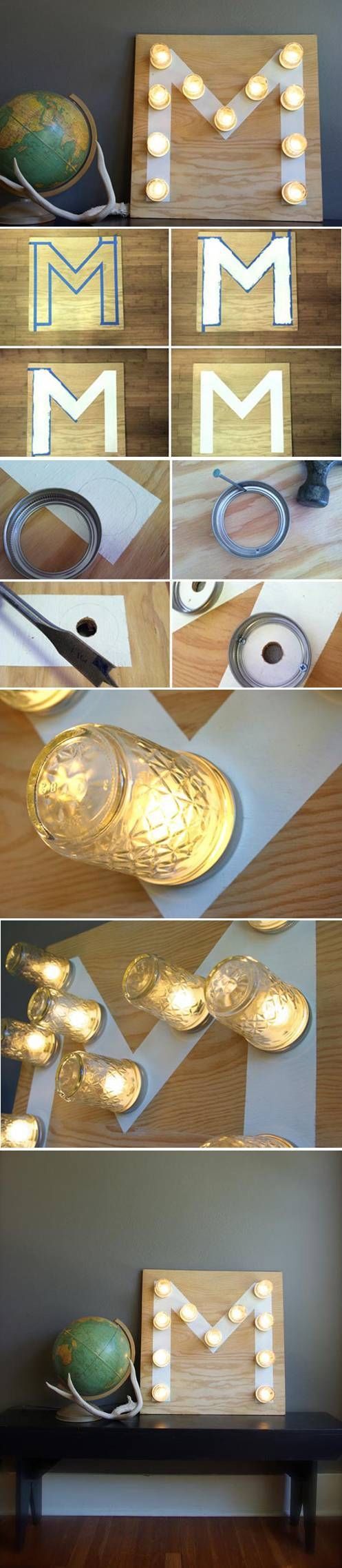 DIY Mason Jar Letter Lights