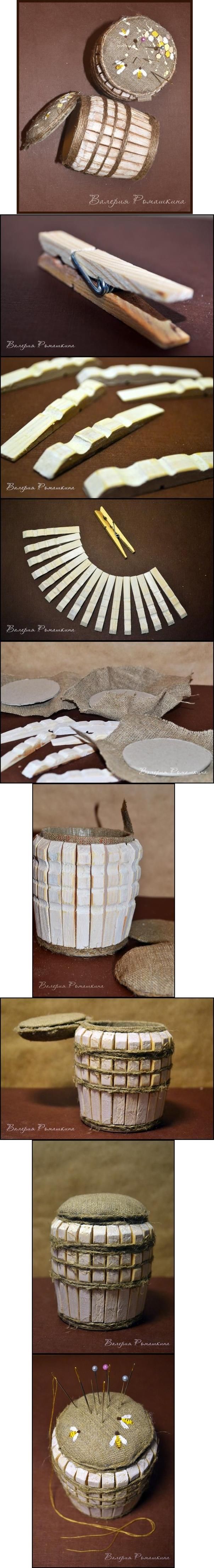 DIY Hamper With Pincushion DIY Hamper With Pincushion