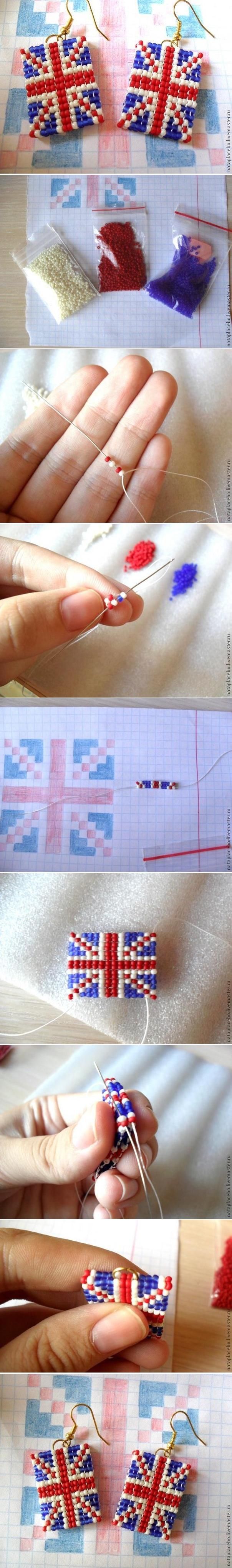 DIY Union Jack Beaded Earrings