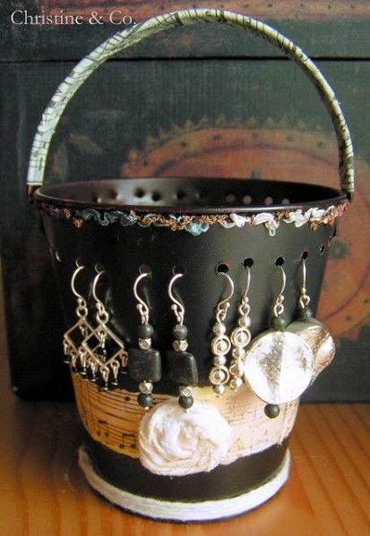 Tin pail jewelry organizer