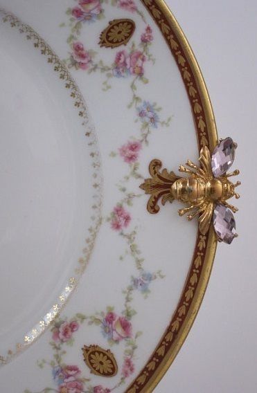 Antique China Plate with Gold Edging