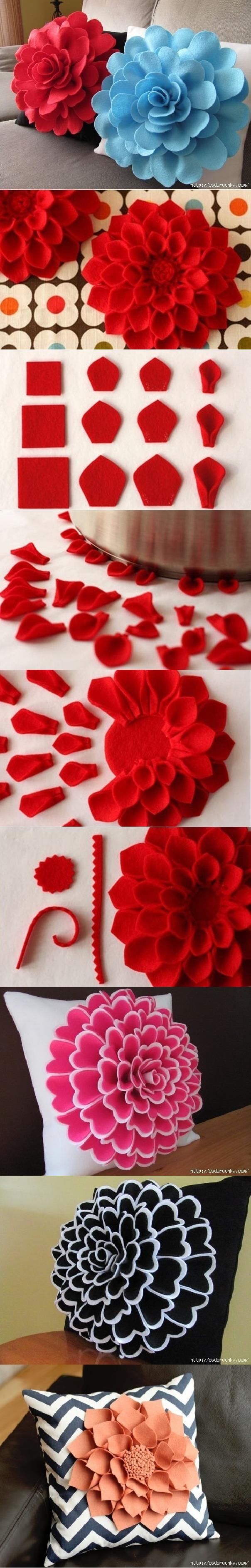 DIY Decorative Felt Flower Pillow