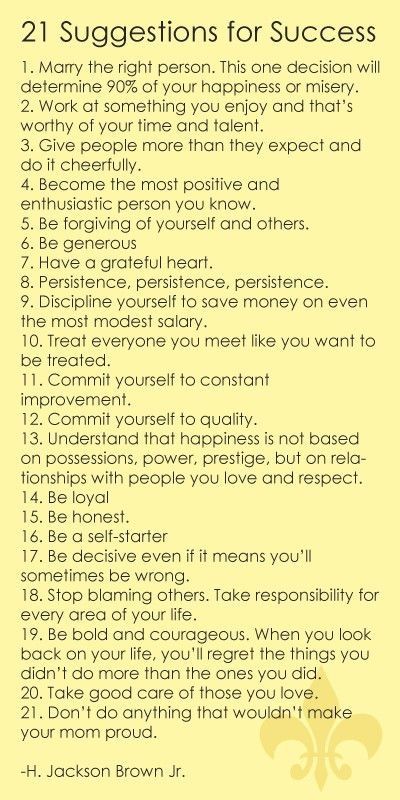 21 suggestions for success 21 suggestions for success