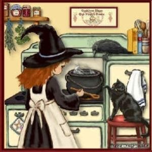 Cute Witch Making a Brew