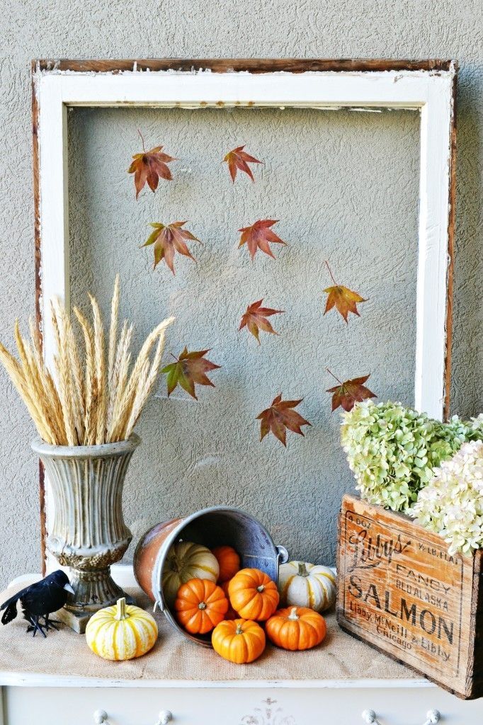 Old Window with Leaves Brings the Outside In